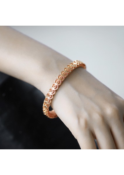 CB51 2020 Yeni Gül Altın Bilezik Çift Dönmeli Halka Zincir Açılış Kolluk Bileziği Kadınlar Için Düğün Takı CB52 (Yurt Dışından) modelleri