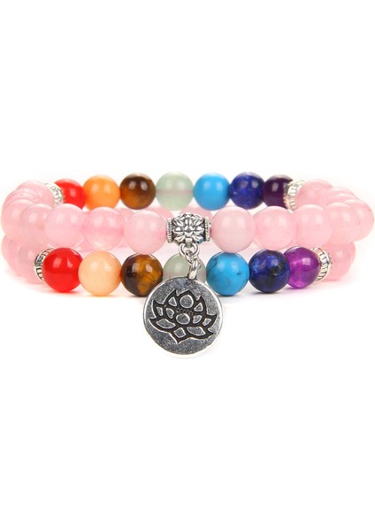 19CM Tarzı Kırmızı 7 Çakra Bileklik Doğal Ametist Boncuklu Bilezik Budizm Lotus Taşı Bileklik Erkekler Reiki Taş Pulsera Kadınlar Yoga Takı (Yurt Dışından)