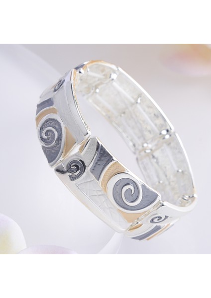 18CM Tarzı SL2038SIGWG Meicem Kadınlar Için Kare Çekici Bilezik Bilezik Sıcak Lüks Gümüş Renkli Bilezik Geometrik Bilezik Kadınlar Takı Hediye (Yurt Dışından)