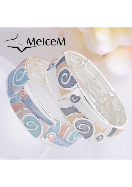 18CM Tarzı SL2038SIGWG Meicem Kadınlar Için Kare Çekici Bilezik Bilezik Sıcak Lüks Gümüş Renkli Bilezik Geometrik Bilezik Kadınlar Takı Hediye (Yurt Dışından) fiyatları