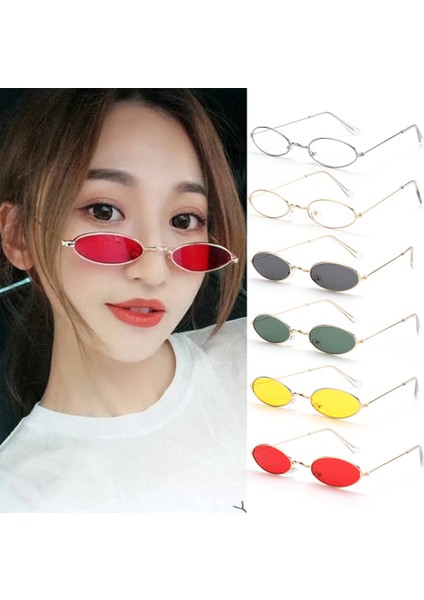 Altın-Mavi1 Küçük Çerçeveli Oval Siyah Kırmızı Metal Renk Lar Moda Tasarımı Leri (Yurt Dışından) fırsatları