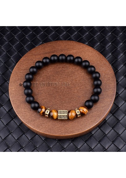 21CM Tarzı Kutu Mat Siyah Oniks Taşı&tiger Gözü Kombinasyon Dikişli Kübik Zirkon El Takı Boncuk Bilezik Elastik Gerdirme Erkek Bilezik Hediye (Yurt Dışından) indirimleri