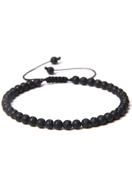 Lav Taşı 4mm Doğal Labradorit Howlit Taş Boncuklu Bilezik Erkekler Vintage Ayarlanabilir Siyah Halat Bileklik Takı Kadınlar Pulsera Reiki Hediyeler (Yurt Dışından)