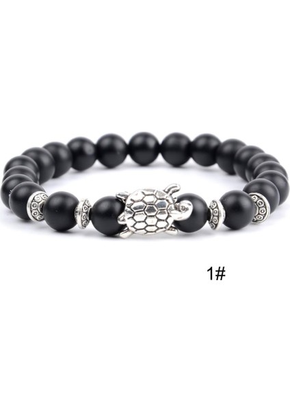 17CM Tarzı 1 Mat Siyah Akik Doğal Taş Strand Bilezik Kadınlar Beyaz Turkuaz Howlite Boncuklu Bilezik Erkekler Boho Kaplumbağa Şans Bilezikler El Yapımı Takı (Yurt Dışından)