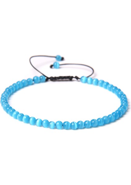 Mavi Kedi Gözü 4mm Doğal Labradorit Howlit Taş Boncuklu Bilezik Erkekler Vintage Ayarlanabilir Siyah Halat Bileklik Takı Kadınlar Pulsera Reiki Hediyeler (Yurt Dışından)