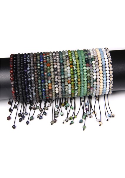 Mavi Kedi Gözü 4mm Doğal Labradorit Howlit Taş Boncuklu Bilezik Erkekler Vintage Ayarlanabilir Siyah Halat Bileklik Takı Kadınlar Pulsera Reiki Hediyeler (Yurt Dışından)