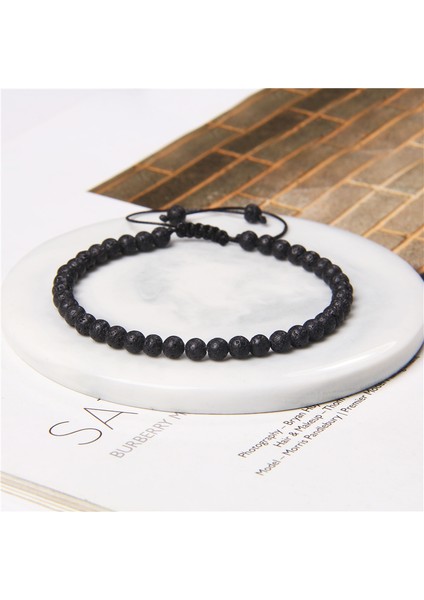 Mavi Kedi Gözü 4mm Doğal Labradorit Howlit Taş Boncuklu Bilezik Erkekler Vintage Ayarlanabilir Siyah Halat Bileklik Takı Kadınlar Pulsera Reiki Hediyeler (Yurt Dışından)