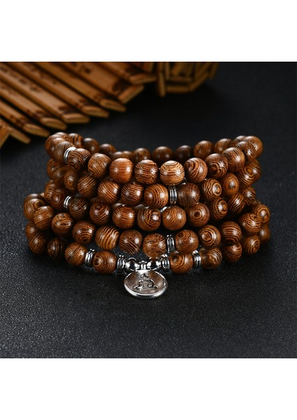 Koyu Kırmızı Doğal Sandal Ağacı Erkek Om Lotus Takı Dua Bileklik Hediye Için Tahta Boncuk Tesbih Bilezik Kadınlar Için (Yurt Dışından) fırsatları