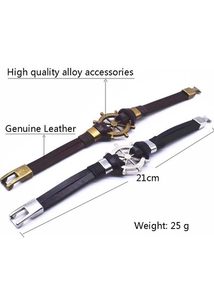 G9 2019 Moda Vintage Stil Kolay Kanca Dümen Çapa Bilezik 21CM Gerçek Deri Zincir Bağlantı Arkadaş Bileklik Erkek Takı (Yurt Dışından) fırsatları
