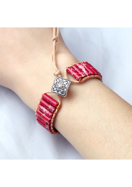 7 Çakra Bohem Silindir Imparator Taş Bilezik Vintage Inek Derisi Halat Örme Bilezik Doğal Şifa Çok Renkli Metal Düğme Bilezikler Yeni (Yurt Dışından) modelleri