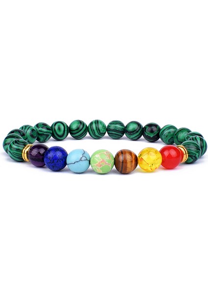 M-19CM Stili No.11 Boyutu 7 Çakra Taş Bilezik Kadın Doğal Boncuk Şifa Reiki Dua Buddha Boncuk Bilezik Erkek Şans Yoga Meditasyon Takı Hediye (Yurt Dışından)