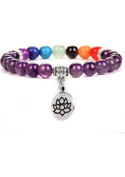 19CM Tarzı Ametist Doğal Taş Lotus Buddha Bileklik 8mm Ametist Kuvars Boncuklar Şans Bileklikakra Yoga Iyileştirici Boncuklu Bileklik Kadınlar (Yurt Dışından) fırsatları