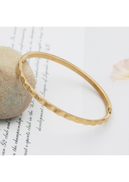 Dalgalı Altın Yüksek 4mm Rombo Şekilli Balpeteği Altın Kol Bileziği Paslanmaz Çelik Kadın Bilezik Türkiye Moda Takı Hediye (Yurt Dışından)