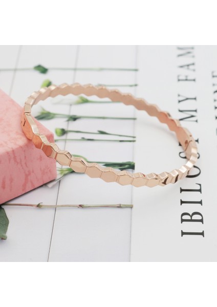 Dalgalı Altın Yüksek 4mm Rombo Şekilli Balpeteği Altın Kol Bileziği Paslanmaz Çelik Kadın Bilezik Türkiye Moda Takı Hediye (Yurt Dışından) fırsatları