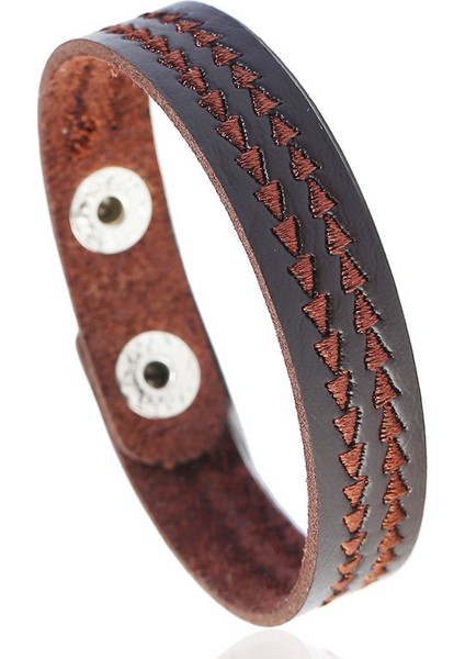 23CM Tarzı NO.83114 Beden Zorcvens Punk Vintage Siyah Kahverengi Gerçek Hakiki Inek Derisi Şanslı Geniş Büyük Bilezik Bileklik Unisex Erkek Kadın Takı (Yurt Dışından)