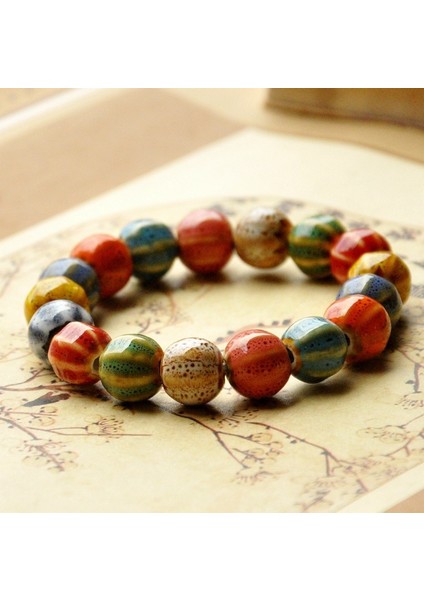 Karpuz Boncuk Doğal Taş Boncuk Bilezik Bengü Kolye El Yapımı Vintage Bilezik Erkekler ve Kadınlar Için Geometrik Kolye Etnik Bilezik (Yurt Dışından)