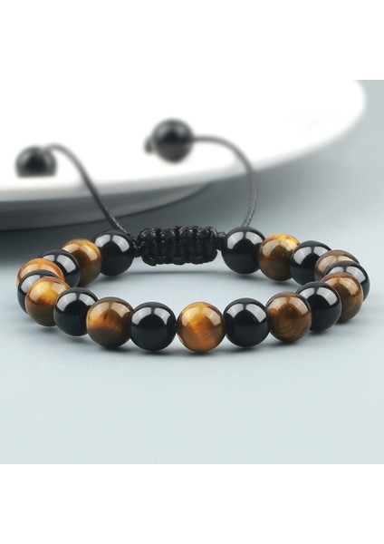 Siyah Mavi Sıcak ve Erkek Boncuklu Bilezikler Kaplan Gözü Lava Doğal Taş Oniks Boncuklu Çift Mesafe Bilezikleri Kadınlar Takı Pulseras (Yurt Dışından) modelleri