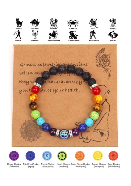 17CM Tarzı Boğa4.20-5.20 Kadınlar ve Erkekler Için Doğal Taş 7 Çakra Bileklik Çift Iyileştirme Reiki Dua Takılar 12 Burç Takıları Kolye Bilezik (Yurt Dışından) indirimleri