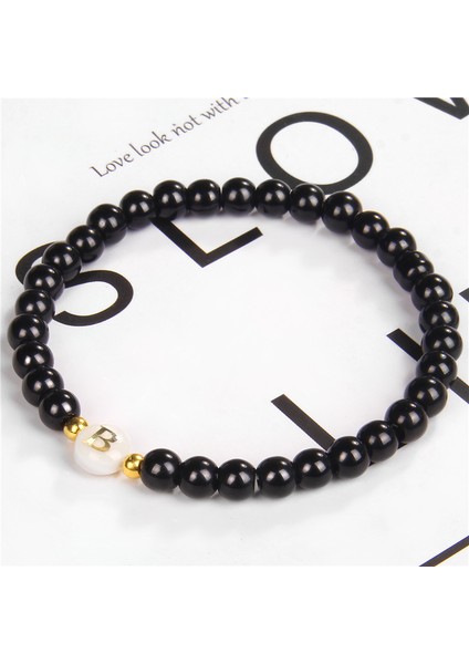 17CM Tarzı M Beden Çiftler Bileklik 6mm Doğal Taş Oniks Bilezikler Beyaz Kabuk Boncuk Harf Kolye Bileklik Kadınlar ve Erkekler Için Doğum Günü Takı Hediyesi (Yurt Dışından) indirimleri