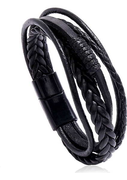 20CM Tarzı NO.83919 Beden Zorcvens Yeni Moda Klasik Gerçek Deri Bilezik Erkekler Için El Şans Takıları Çok Katmanlı Erkek Bileziği El Yapımı Takı (Yurt Dışından)