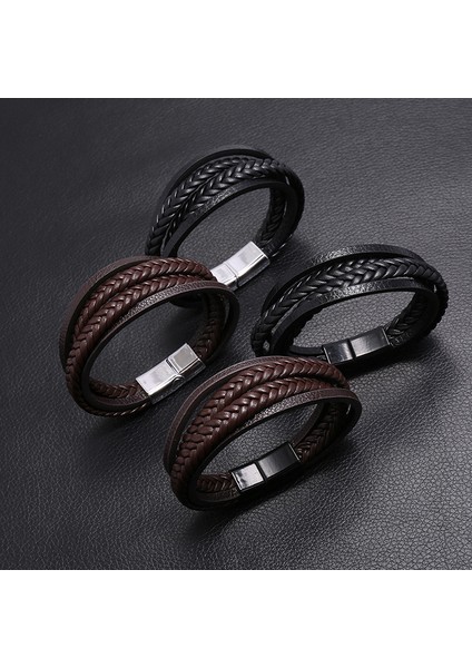 20CM Tarzı NO.83919 Beden Zorcvens Yeni Moda Klasik Gerçek Deri Bilezik Erkekler Için El Şans Takıları Çok Katmanlı Erkek Bileziği El Yapımı Takı (Yurt Dışından) modelleri