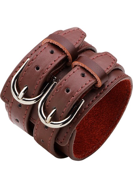 28CM Tarzı NO.80833 Beden Zorcvens El Yapımı Hakiki Deri Bileklikler Moda Kahverengi Punk Geniş Kolluk Bilezikler ve Bilezik Kadın Erkek Takı Için (Yurt Dışından)