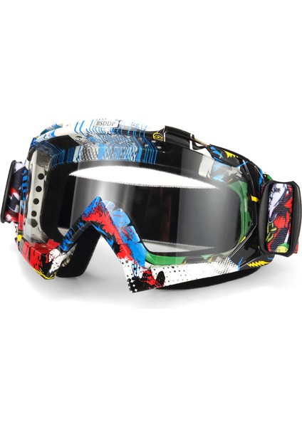 A010 Renkli Lens Motokros Gözlüğü Bisiklet Mx Off-Road Snowboard Oculos Gafas Motosiklet Kask Gözlüğü Şeffaf (Yurt Dışından) fırsatları