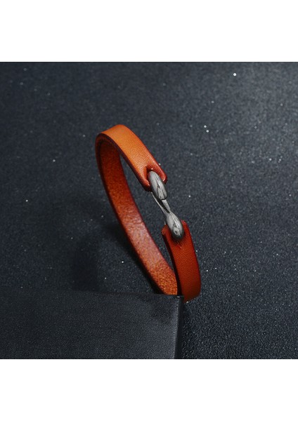 20CM Tarzı NO.83936 Beden Modyle Erkek Bileklik Vintage Siyah/kahverengi Gerçek Deri Kanca Bileklik Erkek Bilezik Erkek Takı (Yurt Dışından) fırsatları