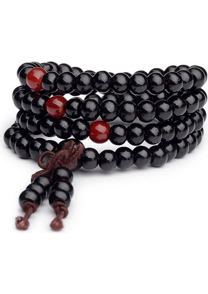 Siyah Kadın Erkek Için Tibet Budist Şanslı Sandal Ağacı Tahta Bilezikli Çok Katmanlı Wenge Tesbih Tibet Budist Şanslı Sandal Ağacı Tahta Bilezik Meditasyon Kolye Yoga Tesbih (Yurt Dışından)