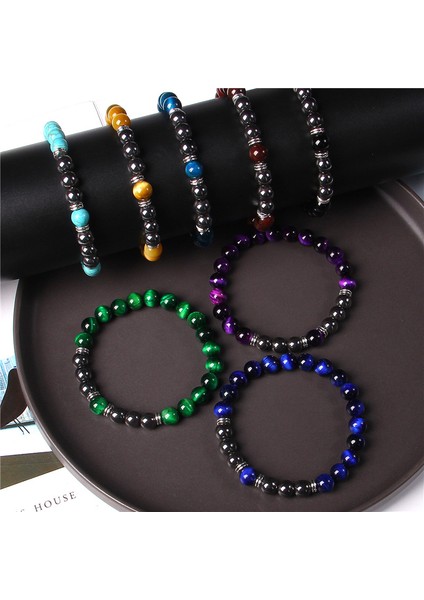 17CM Tarzı Kırmızı Doğal Çakra Kaplan Gözü Taş Boncuklu Bilezik El Yapımı Esnek Takı Unisex Bilezik Gümüş Rengi Spacer Şans Kolye Pulsera Çift (Yurt Dışından) fırsatları