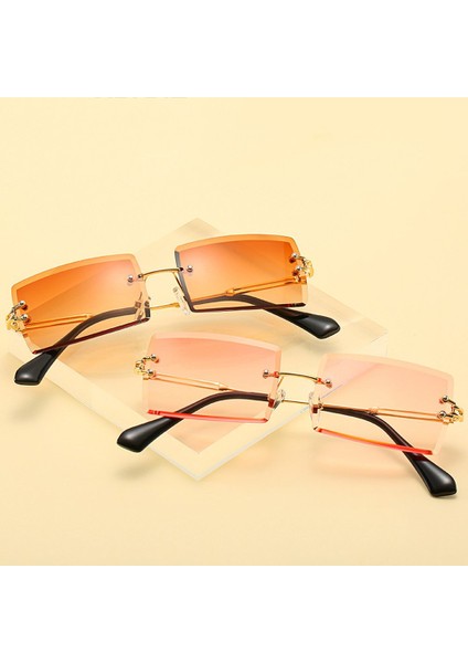Altın Yeşil Moda Retro Çerçevesiz Dikdörtgen UV400 Koruma Hd Görüş Leri Parlama Önleyici Yazlık Dış Mekan Sahil (Yurt Dışından) fiyatları
