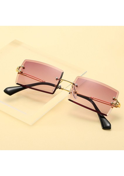 Altın Yeşil Moda Retro Çerçevesiz Dikdörtgen UV400 Koruma Hd Görüş Leri Parlama Önleyici Yazlık Dış Mekan Sahil (Yurt Dışından) fırsatları