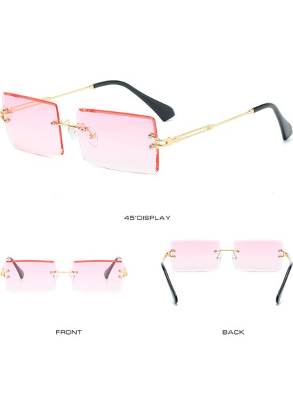 Altın Yeşil Moda Retro Çerçevesiz Dikdörtgen UV400 Koruma Hd Görüş Leri Parlama Önleyici Yazlık Dış Mekan Sahil (Yurt Dışından) indirimleri