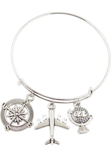 Tip 2 Seyahat Dünya Uçak Pasaport Pusula Kolye Kendin Yap Takı Erkek Bilezik Kadın Bilezik Hediyelik Eşya Için Hediye (Yurt Dışından)