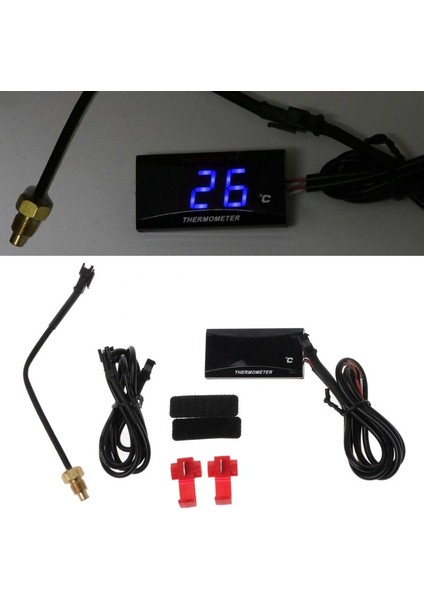 Mavi Stil Yarış Scooter Elektrikli Motosiklet LCD Dijital Termometre Enstrüman Su Sıcaklık Metre - Türkçe (Yurt Dışından)