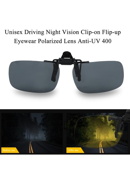 S Koyu Yeşil Stil 1 Pc Yüksek Kaliteli Clip-On Polarize Gündüz Gece Görüşü Flip-Up Lens Sürüş Gözlüğü UV400 Binicilik (Yurt Dışından) fırsatları