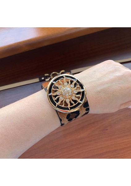 No.32 Boyutu Kadınlar Için Moda Deri Bilezik Leopar Basit Tüm Eşleşme V Kelime Geniş Şık Kolluk Wrap Bilezik Femme Bileklik Takı (Yurt Dışından)