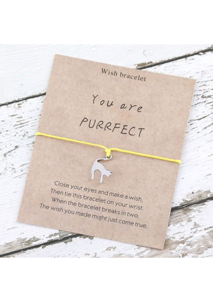 Sarı Sen Mükemmel Bir Kedi Incisi Dilek Bilekliği Hayvan Kedi Bilekliği Sevimli Tatlı Kedi En Iyi Dilekler Kedi Takıları Erkek Kadın Kedi Sever Hediyesi (Yurt Dışından)