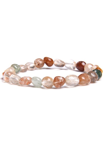 23CM Tarzı Çilek Kuvars Doğal Rutilated Quartz Taşlı Kadın Bilezik Bileklik Moda Basit Elastik Kristal Boncuklu Bilezik Kadın Hediye (Yurt Dışından) indirimleri