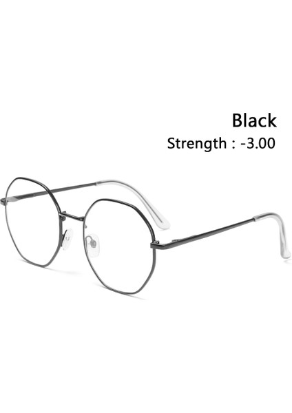 Siyah 3.00 1 Pc Retro Ultra Hafif Metal Retro Sekizgen Çerçeve Miyopi Klasik Yüksek Tanımlı Düz Ayna -1.0~-4.0 (Yurt Dışından)