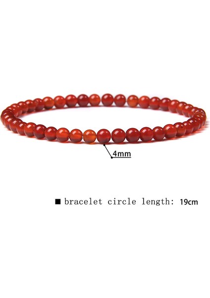 23CM Tarzı 4 mm Kırmızı Akik Doğal Taş Pictura Jaspe Mineral Bilezik Kadın El Yapımı Esnek It Taş Boncuklu Şans Bilekliği Yoga Dua Pulsera (Yurt Dışından)