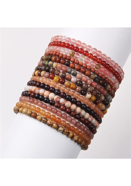 23CM Tarzı 4 mm Kırmızı Akik Doğal Taş Pictura Jaspe Mineral Bilezik Kadın El Yapımı Esnek It Taş Boncuklu Şans Bilekliği Yoga Dua Pulsera (Yurt Dışından) fırsatları