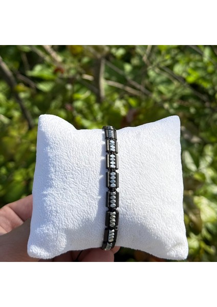 Hematit Bileklik - Lotus Black Silver Bileklik - Tasarım Bileklik Özel Kesim Ayarlanabilir modelleri