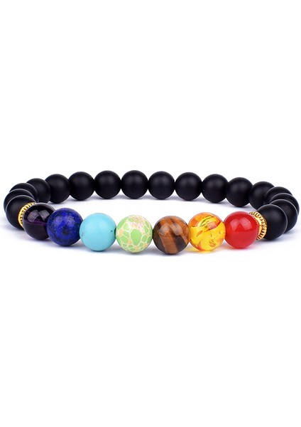 M-19CM Stili No.28 Beden 7 Çakra Taş Bilezik Kadın Doğal Boncuk Şifa Reiki Dua Buddha Boncuk Bilezik Erkek Şans Yoga Meditasyon Takı Hediye (Yurt Dışından)
