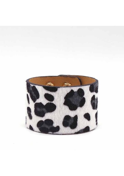 No.34 Beden Kadınlar Için Moda Deri Bilezik Leopar Basit Tüm Eşleşme V Kelime Geniş Şık Kolluk Wrap Bilezik Femme Bileklik Takı (Yurt Dışından)
