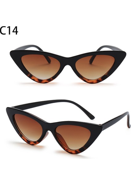 B-C14 Küçük Dikdörtgen Moda Retro Küçük Çerçeve Vintage Kare Dar Trend UV400 (Yurt Dışından)