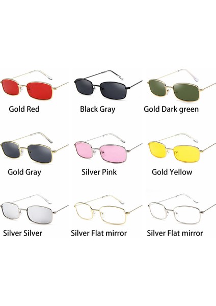 Altın Yeşil Metal Çerçeve Dikdörtgen Moda Küçük Retro UV400 (Yurt Dışından) modelleri