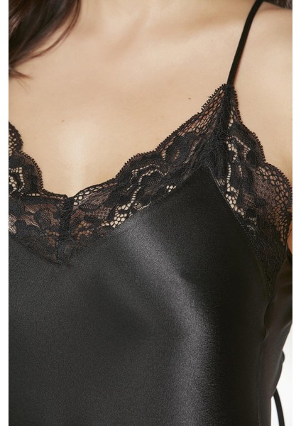 Saten Dantelli Gecelik 870 Siyah modelleri