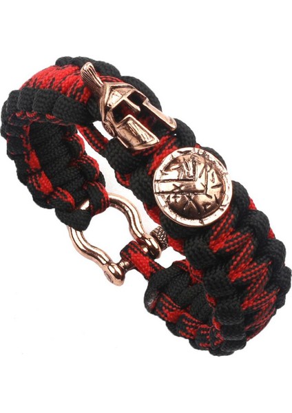 21.5cm Tarzı Koyu Altın Sıcak Açık Hava Hayatta Kalma Erkek Bileziği Spartan Kask Savaşçı Şemsiye Halat Bilezik Pulseira El Yapımı Halat Bayan Bileziği Hediye (Yurt Dışından)