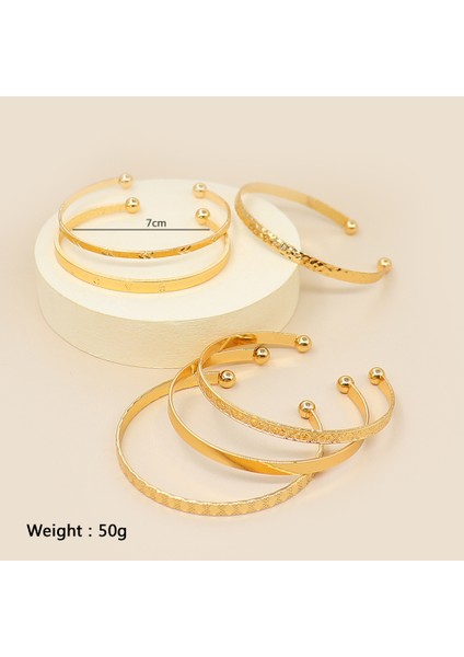 5 Adet Siyah Kadın Bilezikleri Boho Vintage Altın Geometrik Oymalı Ok Yuvarlak Harf Bilezik Seti Plaj Moda Takı (Yurt Dışından) fırsatları